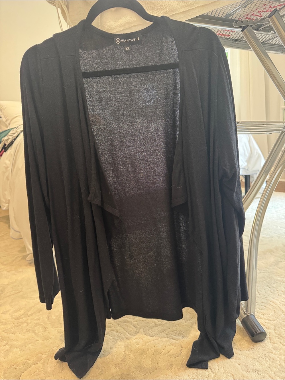 Wantable Black Open-Front Lightweight Cardigan